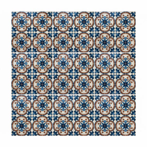 Azul y terracota Ceramic pared mediterráneo — vista 2