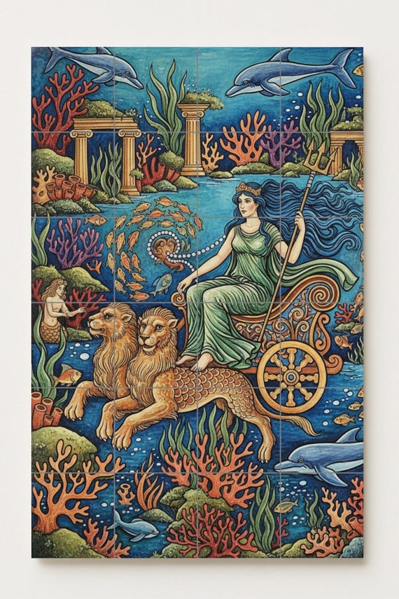 Mural de cerámica de Anfitrite, diosa del mar — vista 4