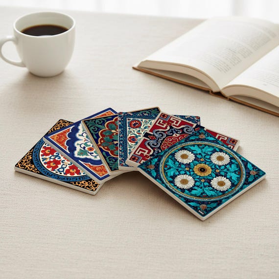Azulejos persas con diseño de medallón floral safávida