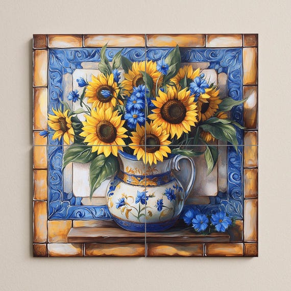 Mural cerámico de girasoles — vista 2
