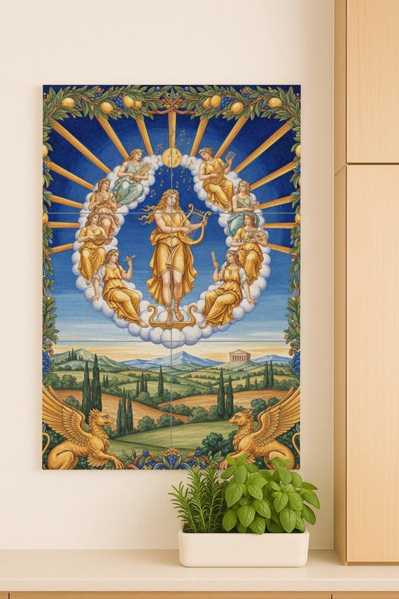 Mural de cerámica "Apolo y las Musas" de la mitología griega — vista 3