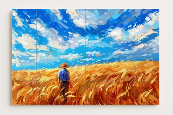 Mural de campo de trigo estilo Van Gogh — vista 2