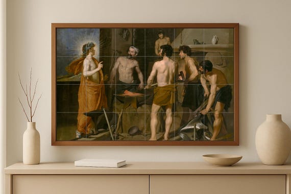 Mural de azulejos de cerámica La fragua de Vulcano — vista 2