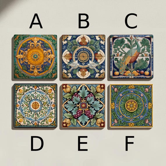 De Morgan Style Ceramic Coaster Set — vista 2