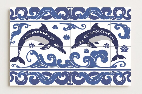 Mural de azulejos con delfines de Cnosos — vista 2