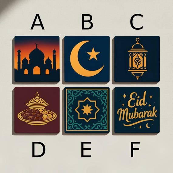 Para Eid Mubarak / Posavasos de azulejos para celebración islámica / D — vista 2