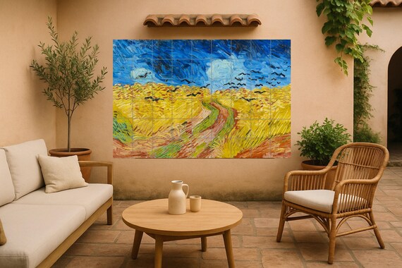 Mural de azulejos de cerámica "Campo de trigo con cuervos" — vista 3