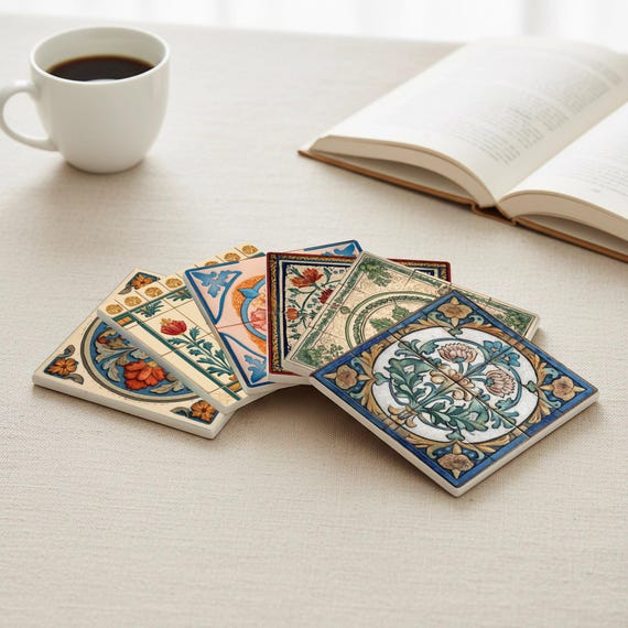 Iznik & Arts Crafts Ceramic Coaster Set — vista 4