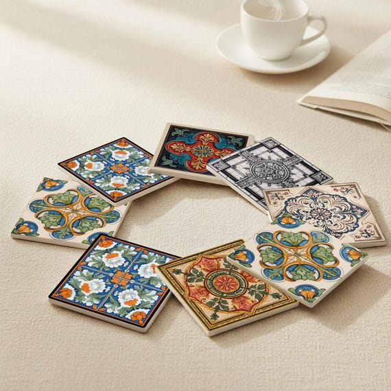 Renaissance Maiolica Ceramic Coaster Set — vista 4