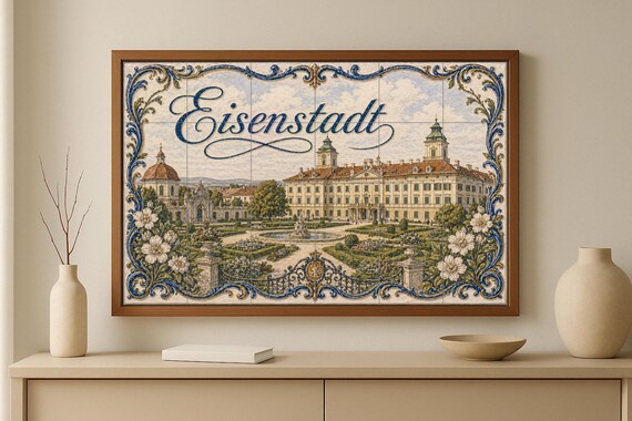 Mural de azulejos de cerámica de Eisenstadt, Austria, arte mural barroco del … — vista 3