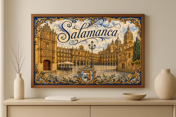 Mural de azulejos de cerámica de la Plaza Mayor de Salamanca, decoración mura… — vista 2