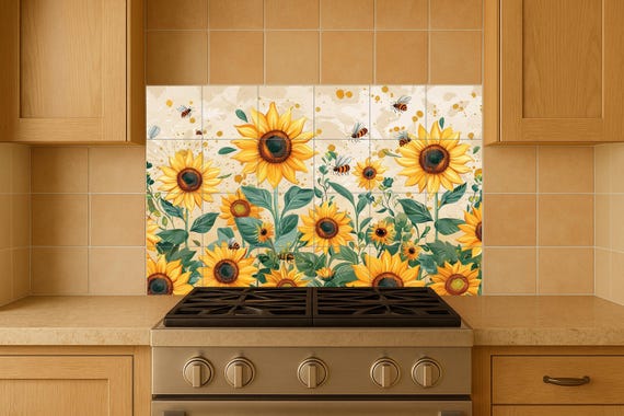 Mural de abejas y girasoles