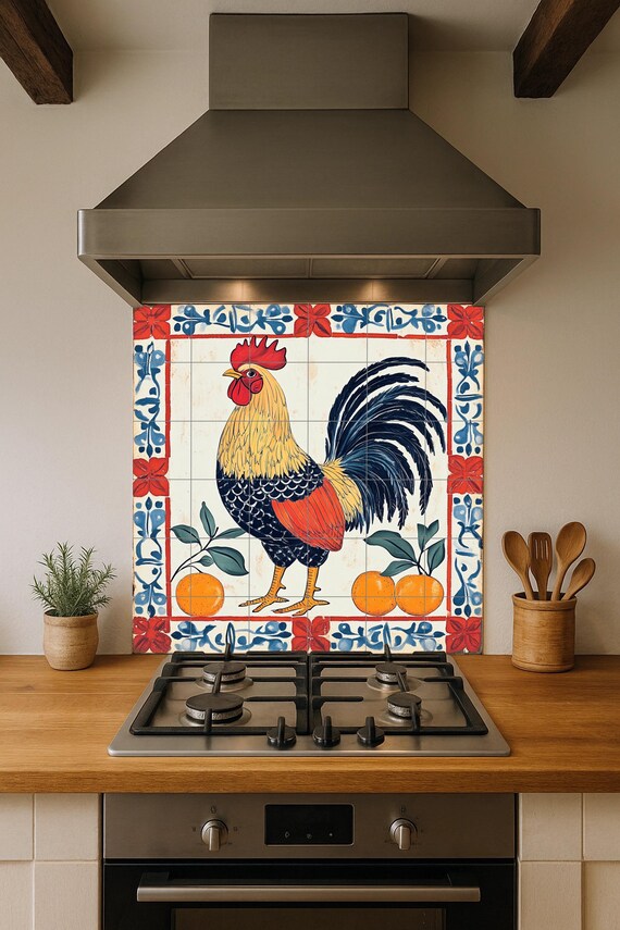 Mural cerámico de gallo portugués — vista 2