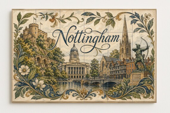 Mural de azulejos de cerámica de Nottingham, arte mural de Robin Hood, decora… — vista 4