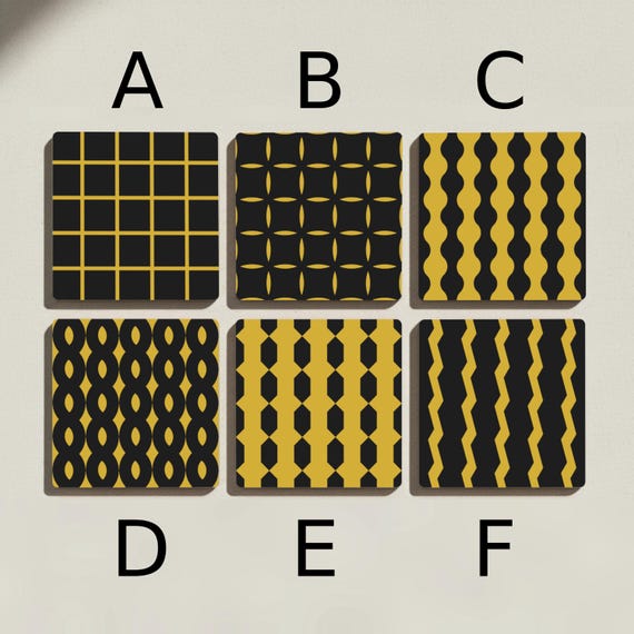 Geométricos de cerámica en amarillo mostaza y negro, decoración modern — vista 2