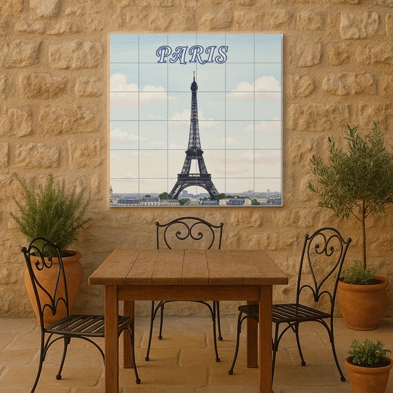 Mural de pared de cerámica de la Torre Eiffel de París — vista 4
