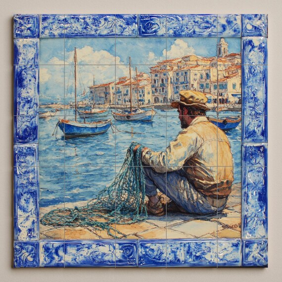 Mural cerámico de pesca costera en Cerdeña — vista 3