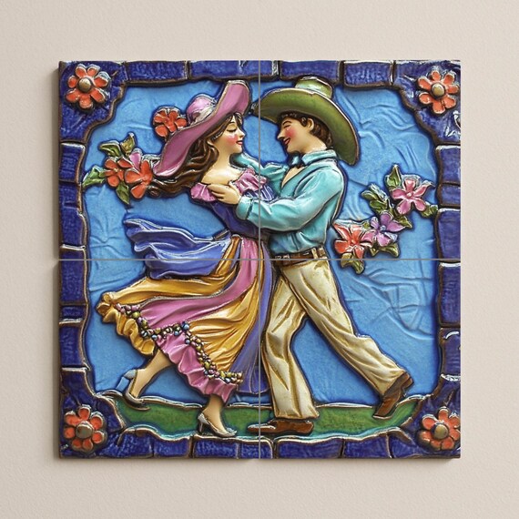 Mural de azulejos de danza folclórica mexicana — vista 2