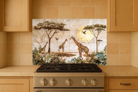 Mural de jirafas de sabana dorada — vista 3