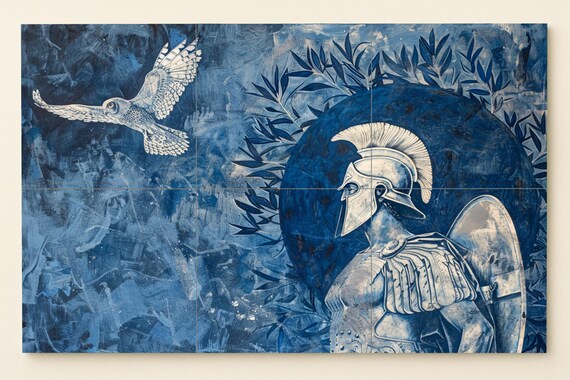 Mural de azulejos de guerrero espartano — vista 3