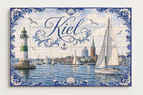 Mural de azulejos de cerámica de Kiel, arte mural del puerto del Mar Báltico,… — vista 4