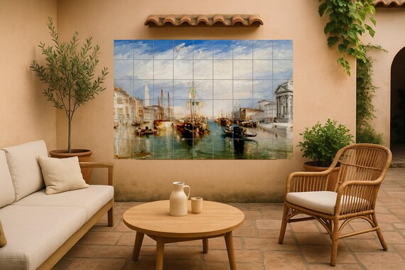 Mural de azulejos de cerámica de Venecia desde Madonna della Salute — vista 4