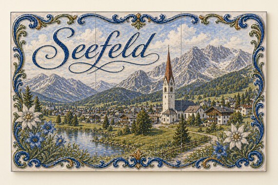 Mural de azulejos de cerámica de Seefeld, Austria — vista 3