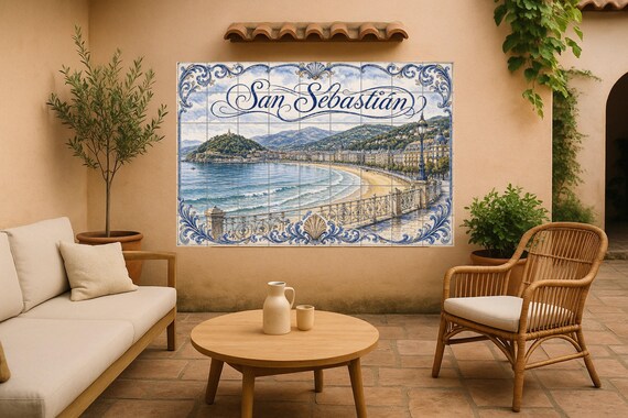Mural de azulejos de cerámica de La Concha, San Sebastián, decoración de pare… — vista 3
