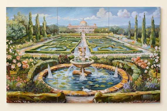 Mural de azulejos del jardín del palacio — Mural cerámico de Cerámicas La Noria