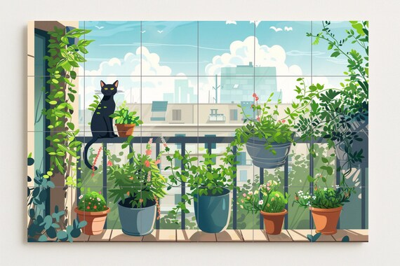 Mural de gato para balcón — vista 2