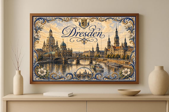Mural de azulejos de cerámica de Dresde, Alemania, arte mural barroco de pais… — vista 4