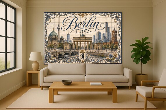 Mural de azulejos de cerámica de Berlín, Alemania, Puerta de Brandeburgo, art… — vista 2