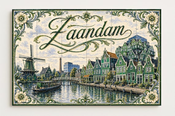 Mural de azulejos de cerámica de Zaandam, Países Bajos, decoración de pared c… — vista 4