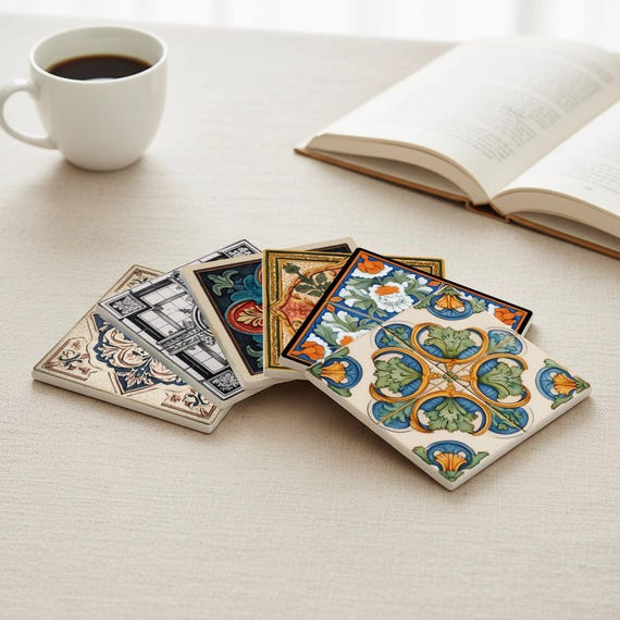 Renaissance Maiolica Ceramic Coaster Set — vista 3