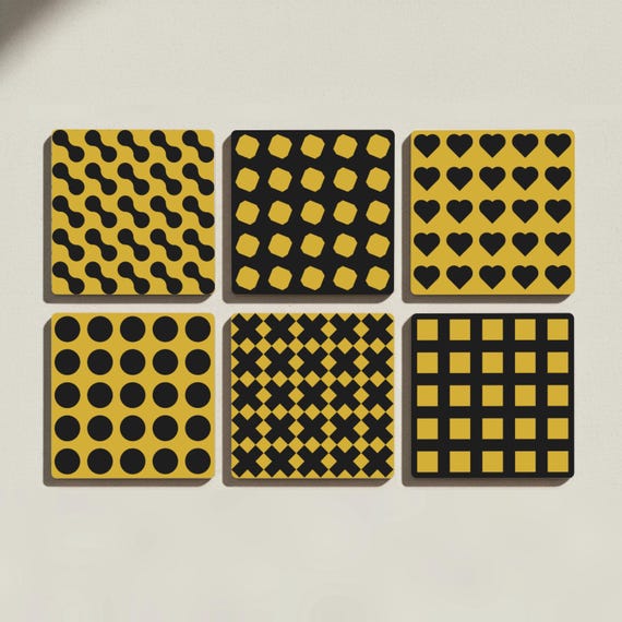 Geométricos de cerámica - Azulejos amarillos y negros, decoración mode — vista 3