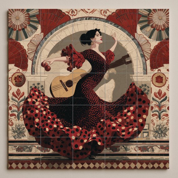 Mural de azulejos de bailarina de flamenco — vista 4
