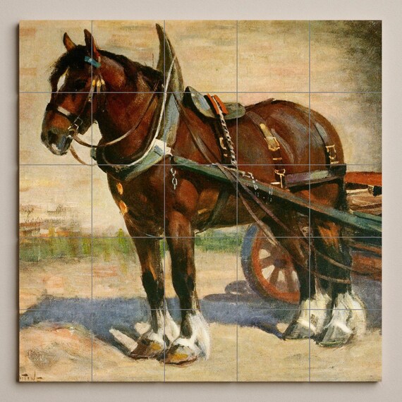 Mural de azulejos de caballo de tiro — vista 3