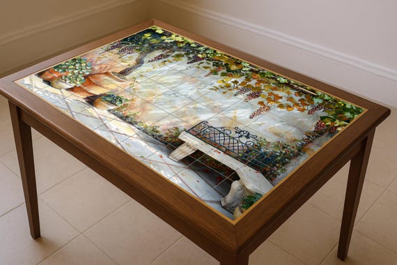 Mural de azulejos para patio con viñedo toscano