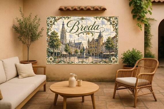 Mural de azulejos de cerámica de la plaza del mercado histórico de Breda, Gro… — vista 3