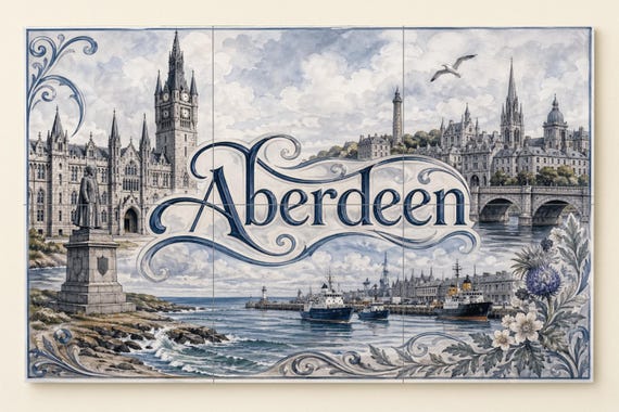 Mural de azulejos de cerámica de Aberdeen, arte mural costero escocés, decora…