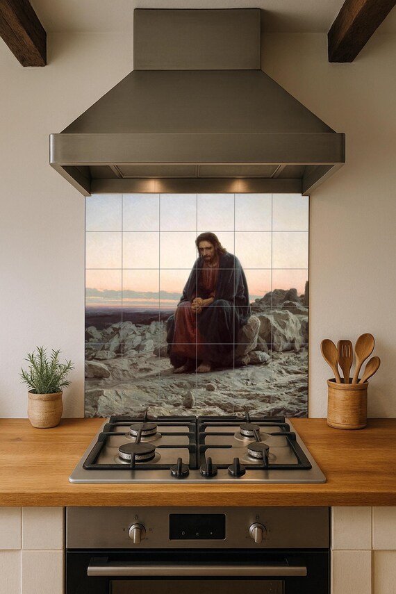 Mural de azulejos de Jesús en el desierto — vista 4