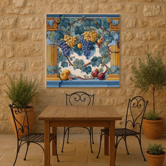 Mural de azulejos con guirnalda de frutas — vista 2