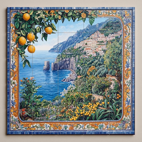 Mural de azulejos de cerámica de la costa mediterránea — vista 3