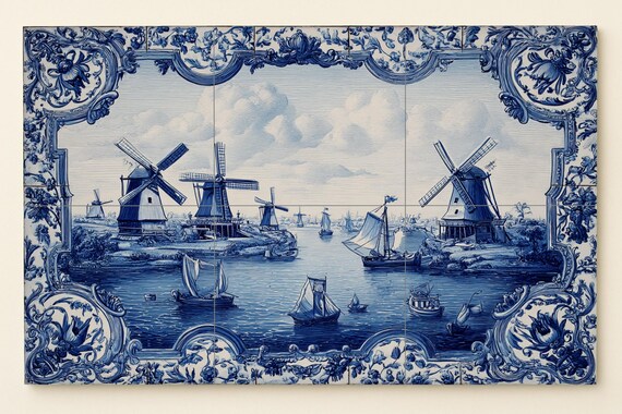 Mural de azulejos azules de Delft — vista 2