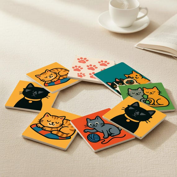Diseño de gato de dibujos animados/Decoración de gatito juguetón, rega