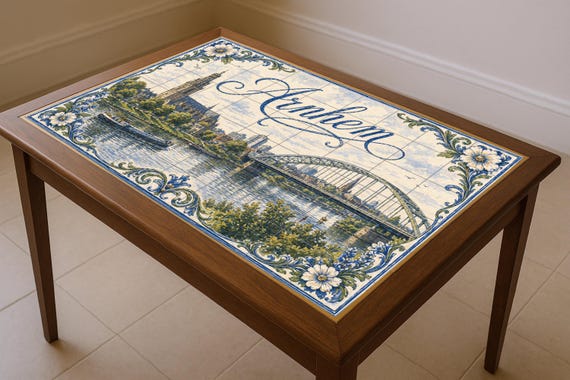 Mural de azulejos de cerámica del río Rin en Arnhem, arte mural del puente Jo…