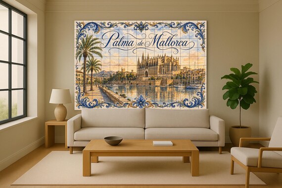 Mural de azulejos cerámicos de la Catedral de Palma de Mallorca, decoración d… — vista 2