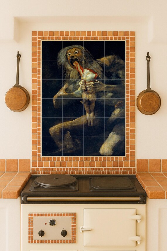 Mural de cerámica "Saturno devorando a su hijo" - Arte mural de Goya, romanti… — vista 4