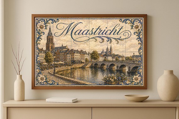 Mural de azulejos de cerámica de Maastricht, Países Bajos, arte mural de la h… — vista 3