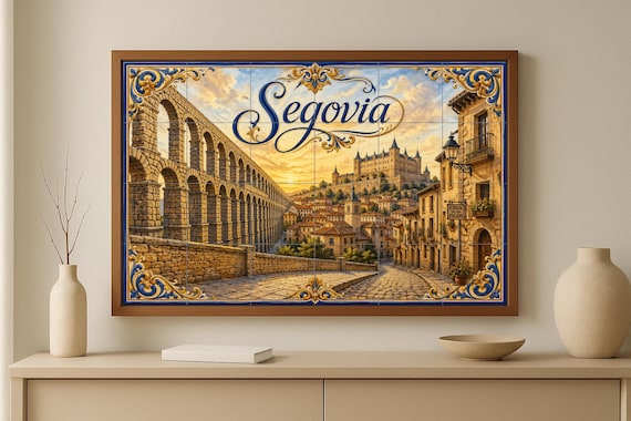 Mural de azulejos cerámicos del acueducto romano de Segovia, decoración de pa… — vista 4